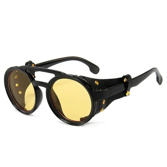 Steampunk Sunglasses Men Round Night Vision Googles Vintage Punk Sun Glasses Bra - Picture 1 of 12